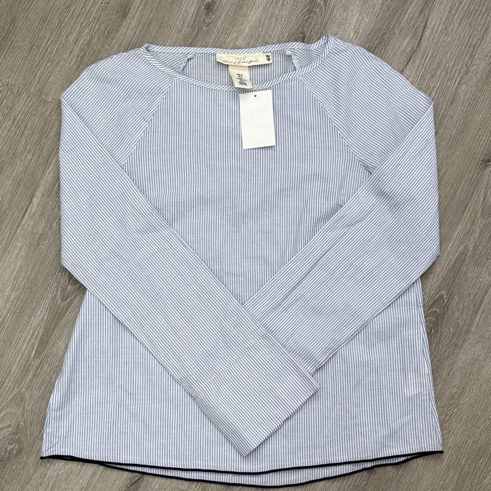H&M Blue Striped cottage core Blouse size 2 spring